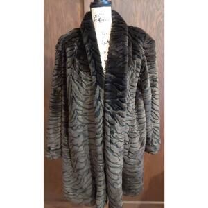 John Caruana Wedding Teddy Long Lined Brown Faux Fur Coat Womens Medium Vegan